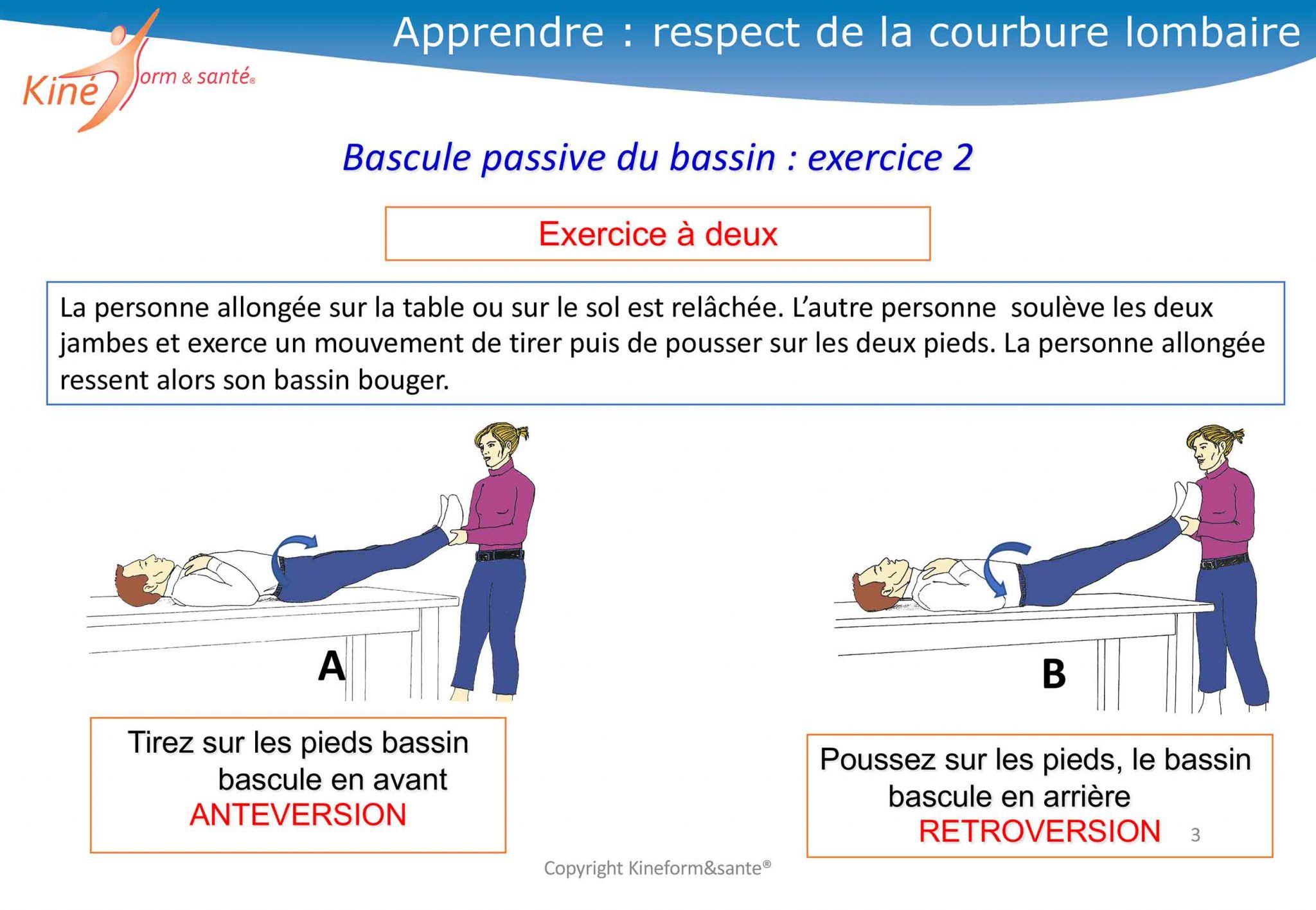 Exercices pour bien maitriser la bascule du bassin - Kiné form et santé