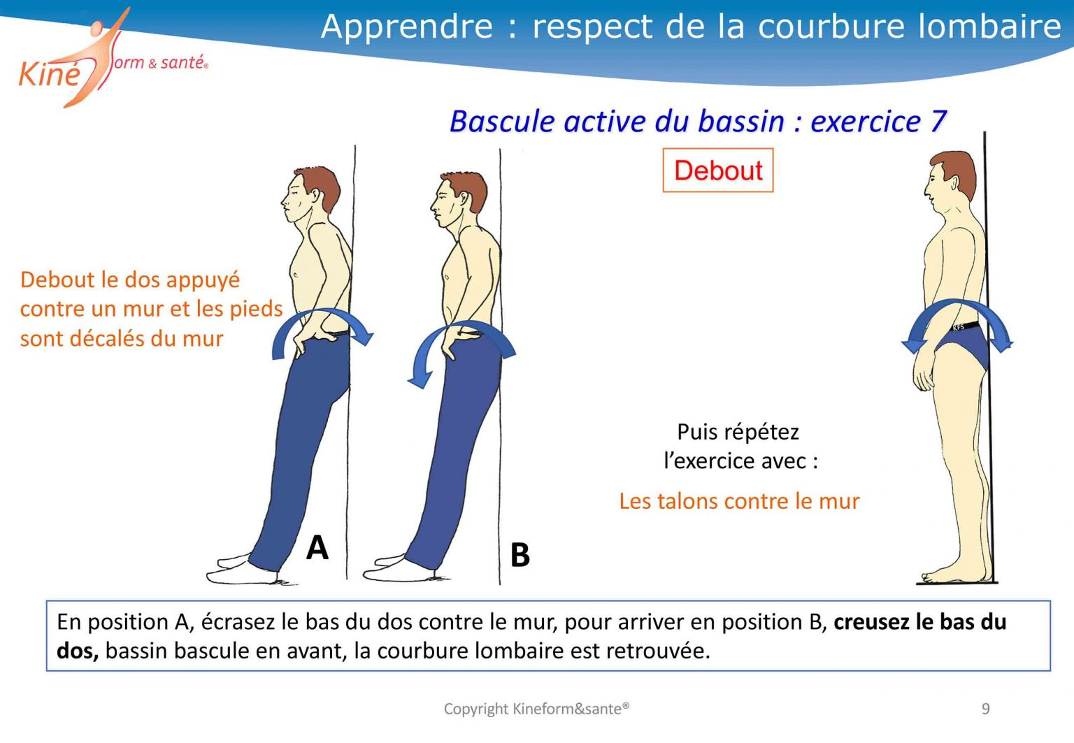 Exercices pour bien maîtriser la bascule du bassin - Kiné form et santé